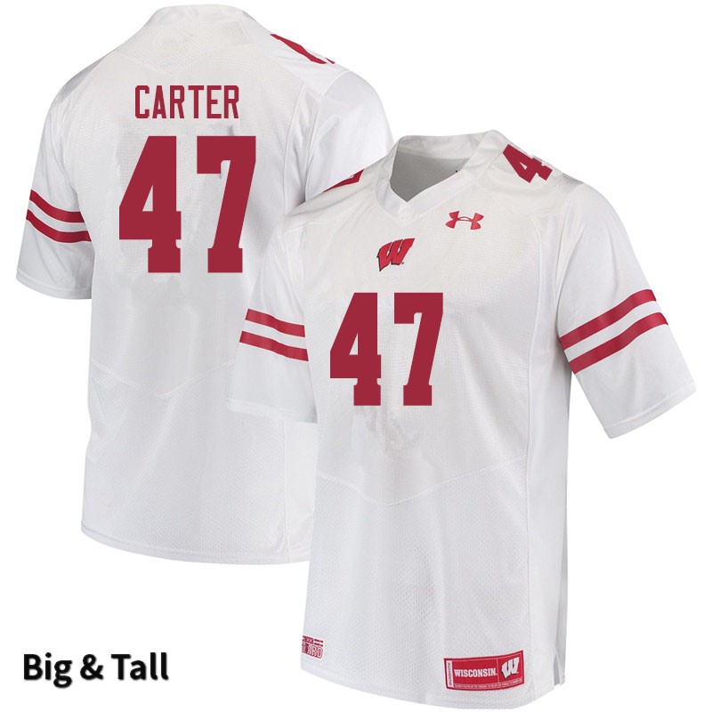 Wisconsin Badgers Men's #47 Nate Carter NCAA Under Armour Authentic White Big & Tall College Stitched Football Jersey SI40L25TI